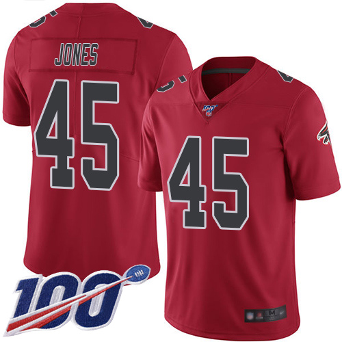 Atlanta Falcons Limited Red Men Deion Jones Jersey NFL Football 45 100th Season Rush Vapor Untouchable